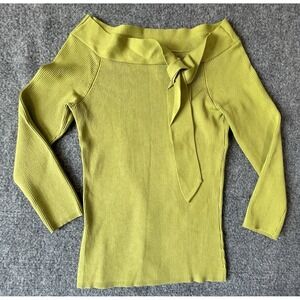 U-Knit - Knit Top, Green, Silk Blend,  3/4 Sleeve, Stretch size Petite‎ Medium